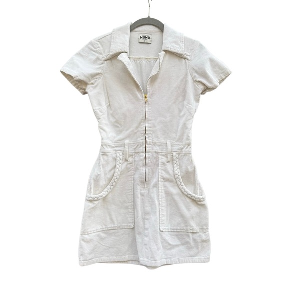 Show Me Your Mumu Women's Outlaw Corduroy Mini Dress in Cream No Belt Size Small - Picture 4 of 7